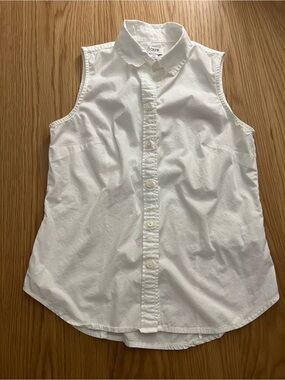 J. Crew White Sleeveless Cotton Button-Up Shirt XS